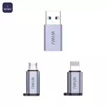 Adaptador Wiwu Wi-C031 Concisa (Pack Type-C a USB, Micro & Lightning) Gris